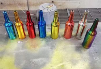 賀蘭公園啤酒瓶雕塑定價，村標概念，玻璃鋼啤酒瓶雕塑選用