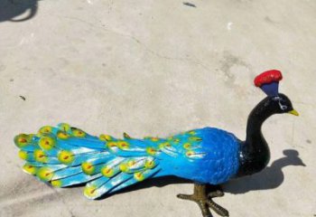 金鳳彩繪孔雀雕塑制作選用，景區(qū)案例，動物美陳雕塑