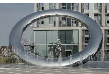 永寧小區(qū)圓環(huán)雕塑，水簾噴泉雕塑，水景藝術效果
