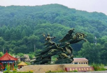 大武口夸父逐日雕塑，鑄銅神話人物雕塑