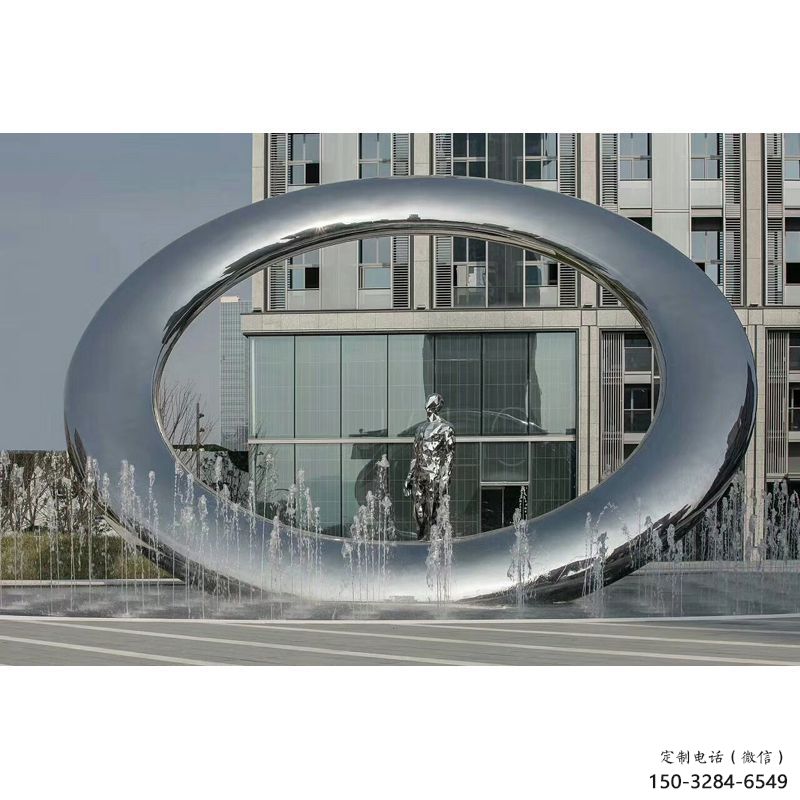 蓮湖小區圓環雕塑，水簾噴泉雕塑，水景藝術效果