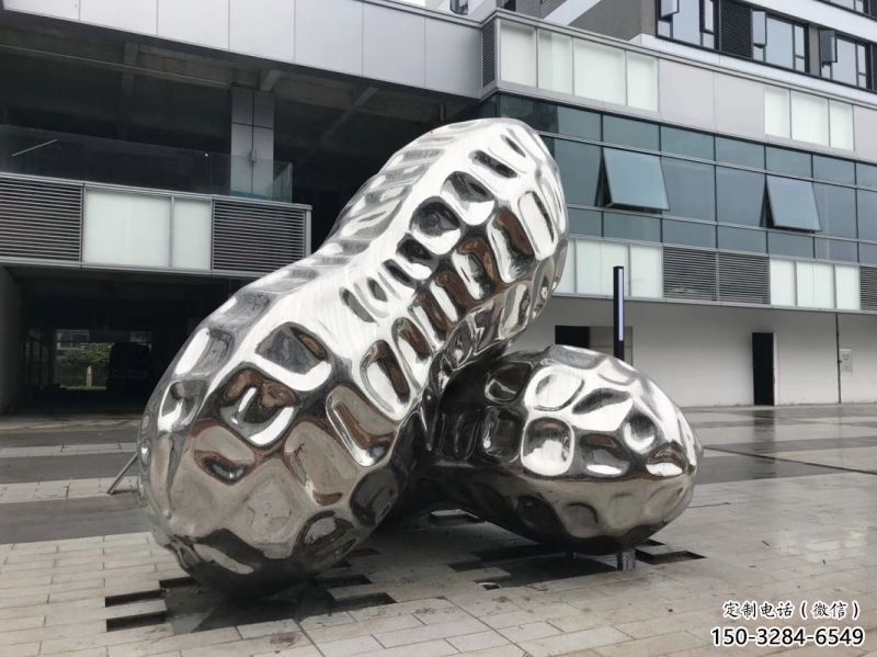 尼木花生雕塑制造，白鋼構(gòu)件，不銹鋼花生雕塑提供