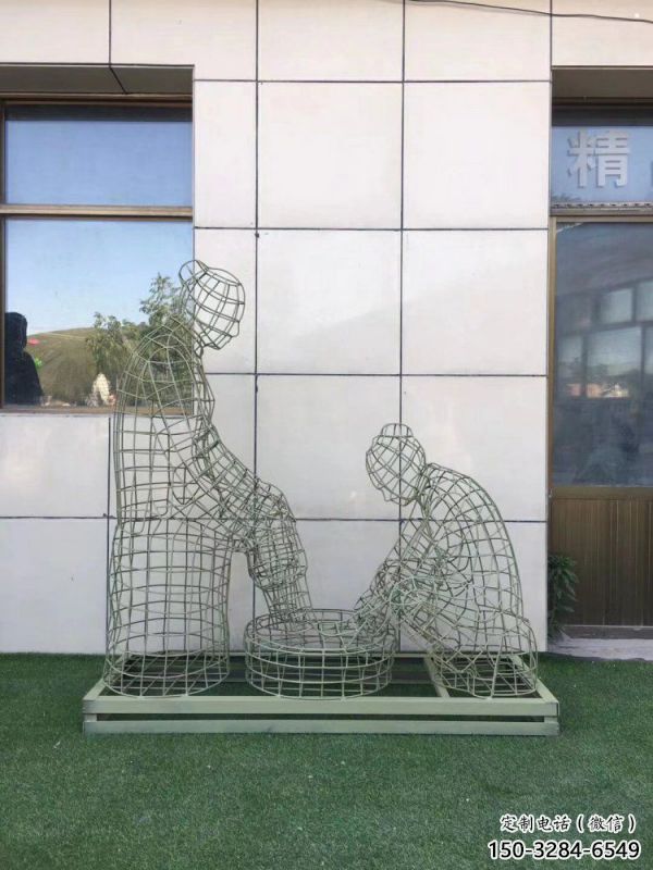 日喀則鏤空孝道雕塑通用，街景小品，鐵藝洗腳雕塑制造