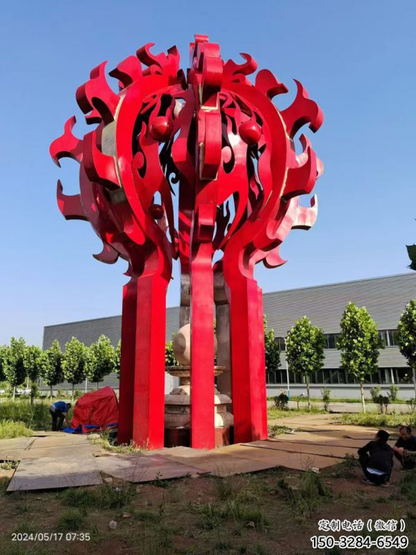 雙橋火球雕塑，精神堡壘火球雕塑落地展示