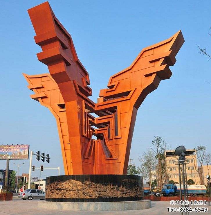 渝北城市精神堡壘雕塑，抽象建筑元素，廣場景觀雕塑小品