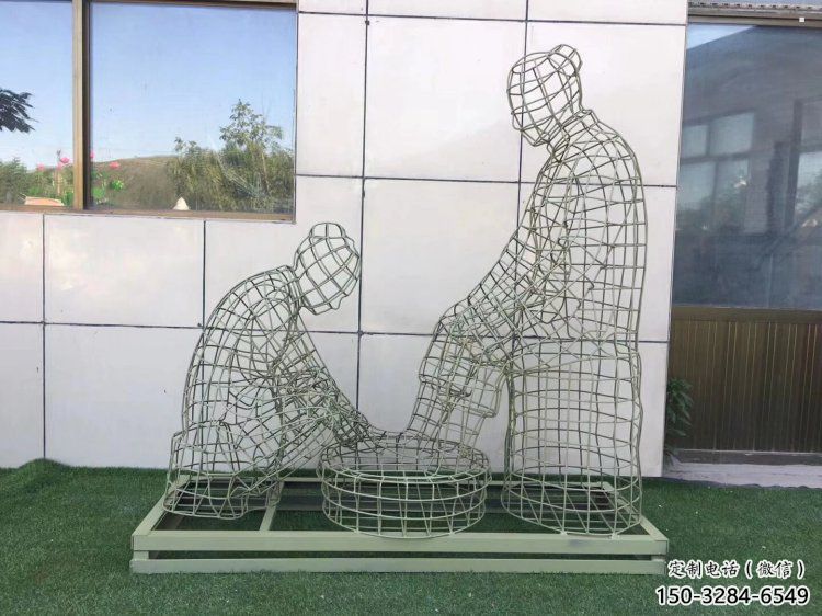 大渡口鏤空洗腳雕塑制作，園林裝飾，鐵藝孝道人物雕塑